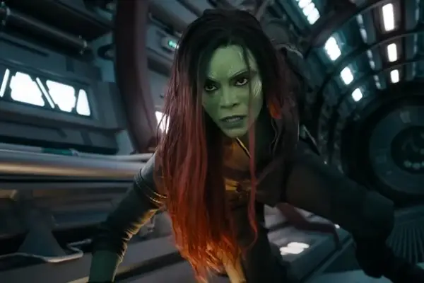 Zoe Saldana as Gamora in Guardians of the Galaxy Vol 3