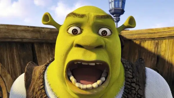 Shrek 2 still showing Shrek screaming