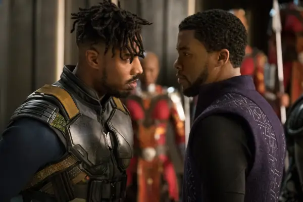 Michael B Jordan as Erik Killmonger & Chadwick Boseman as Black Panther/T