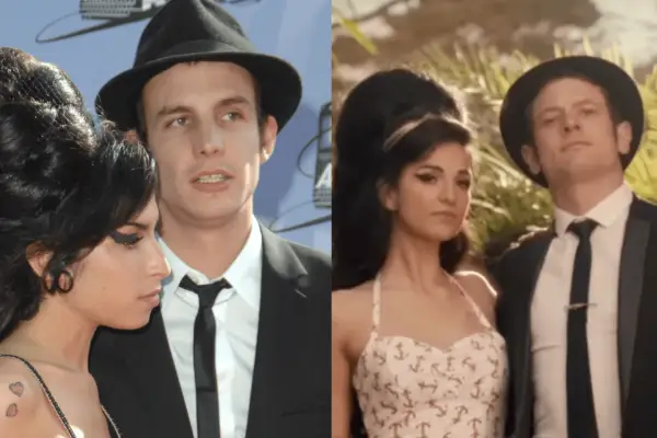 Amy Winehouse as Blake Fielder-Civil and Marisa Abela as Amy Winehouse and Ryan O