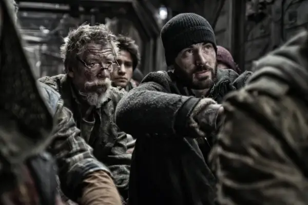 Chris Evans and John Hurt in Snowpiercer