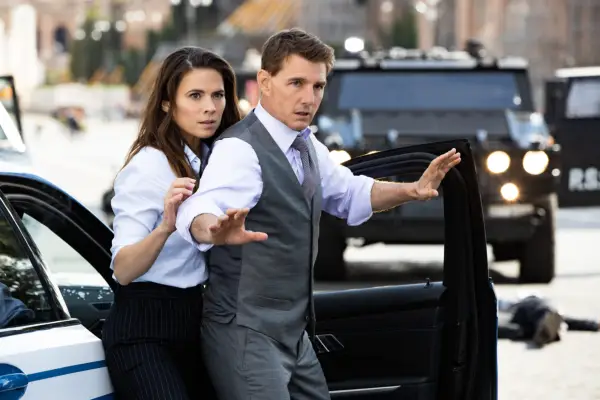 Hayley Atwell and Tom Cruise in Mission: Impossible Dead Reckoning - Part One