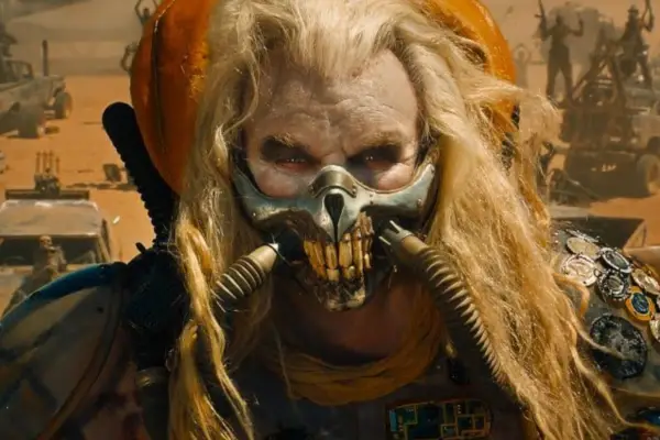 Lachy Hulme plays Immortan Joe in Furiosa: A Mad Max Saga wearing a face mask with teeth on