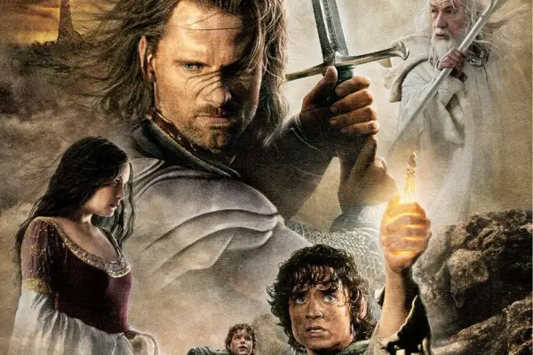 The Lord of the Rings: Return of the King key art, showing a range of characters in action