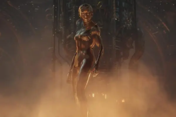 Julia Garner plays Shalla-Bal, the Silver Surfer, in Fantastic Four_ First Steps