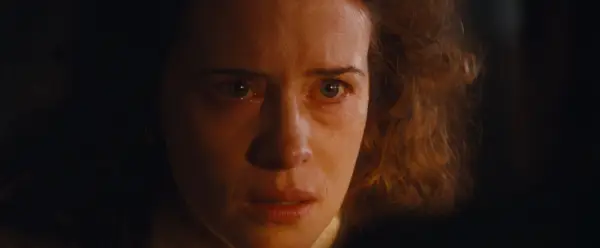 An emotional Claire Foy in close-up for All of Us Strangers.
