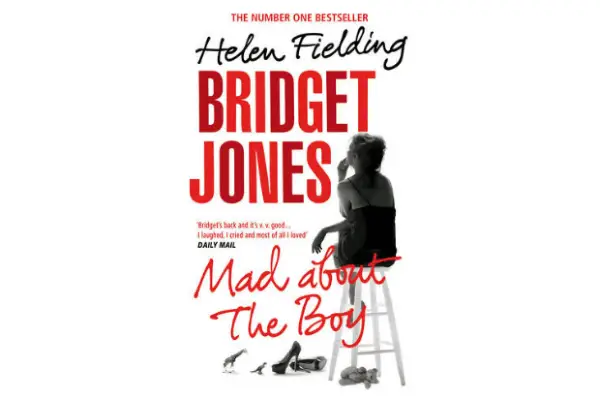 Bridget Jones: Mad About the Boy book cover with silhouette of a woman and red lettering