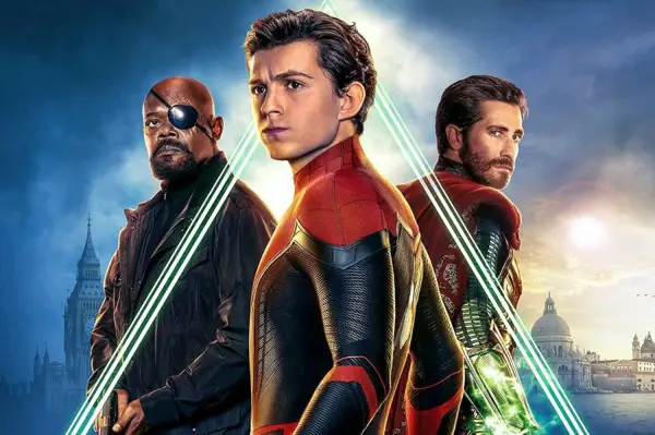 Samuel L Jackson, Tom Holland and Jake Gyllenhaal in the Spider-Man: Far From Home poster (Sony, Marvel)