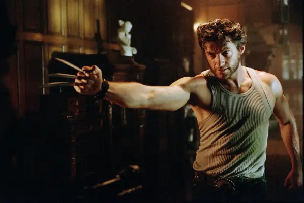 Hugh Jackman wearing a tank top with his claws out