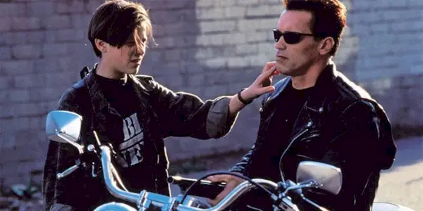 Arnold Schwarzenegger and Edward Furlong in 