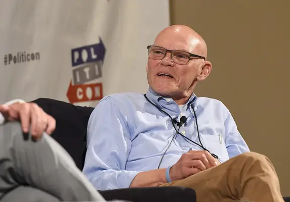 Estratègista democràtic James Carville, que pensa que el partit té un problema de desgràcia, en sincronització amb la dona ex-republicana
