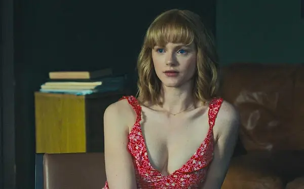 Emma Laird as Iris in a still from 