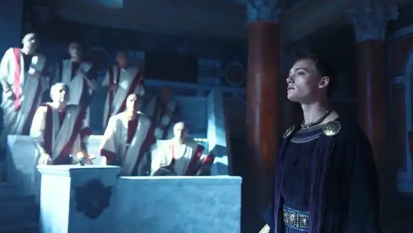 Jojo Macari as Domitian Flavianus in a still from 