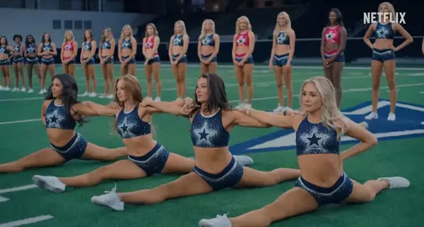 Candidates shortlisted for the Dallas Cowboys cheerleading squad undergo training for 10 weeks (Netflix)