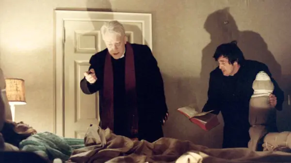 Linda Blair, Max von Sydow, and Jason Miller in a still from 