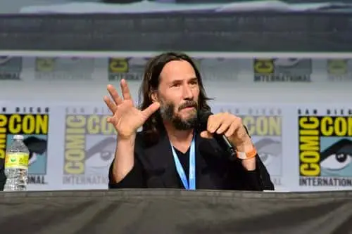 Keanu Reeves speaks onstage during