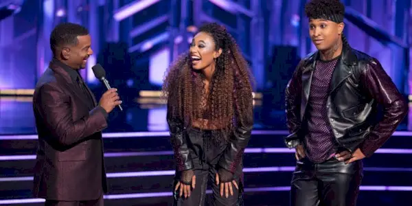 Chandler Kinney and Brandon Armstrong react to guest judge Gene Simmons on 