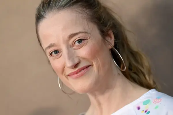 Pablo Schreiber as Master Chief John-117 in Halo season 2 wearing a black T-shirt looking concerned