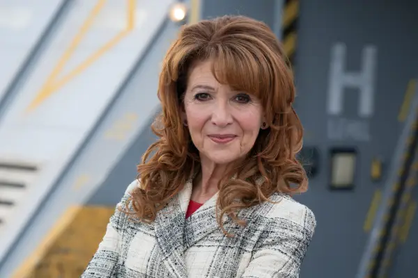 Nicola Bryant as Peri Brown with Colin Baker as The Doctor for Doctor Who