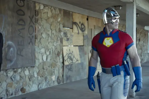 John Cena as Peacemaker in Peacemaker season 2 walking in his super suit