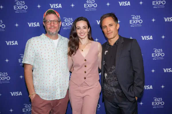 Michael Giacchino, Laura Donnelly, Gael Garcia Bernal at D23 for Werewolf by Night.