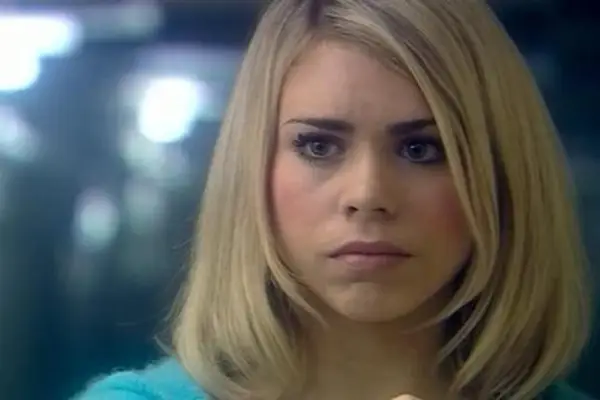 Billie Piper as Rose Tyler in Doctor Who looking sad