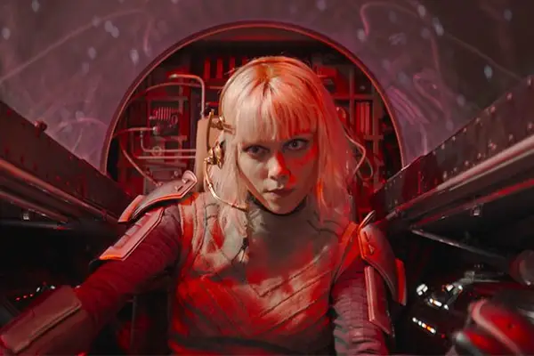 Ivanna Sakhno as Shin Hati in Ahsoka flying a spaceship