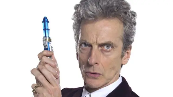 Peter Capaldi as the Doctor holding a Sonic Screwdriver