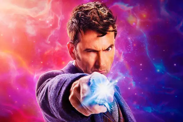 David Tennant in new Doctor Who character poster 2023, using his sonic screwdriver