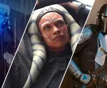 Stills from Star Wars Visions, Ahsoka, and The Mandalorian