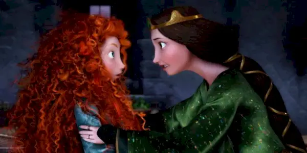 Merida (voiced by Kelly MacDonald) and her mum in Brave