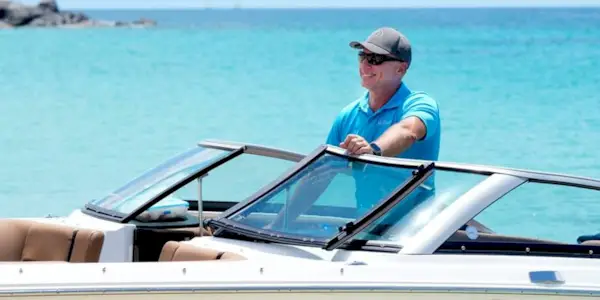 Captain Kerry Titheradge drives the tender on 