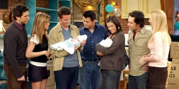 The cast of Friends in the final episode
