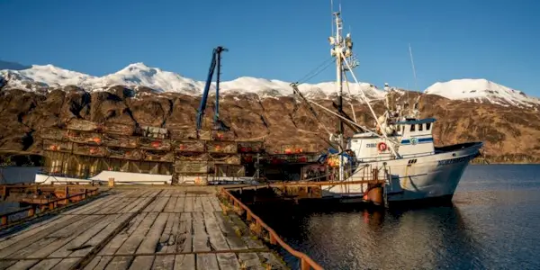 Fishing Vessel Northwestern with crab pots in Dutch Harbor on 