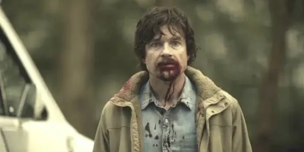 Jason Bateman in The Outsider, blood all over his mouth.