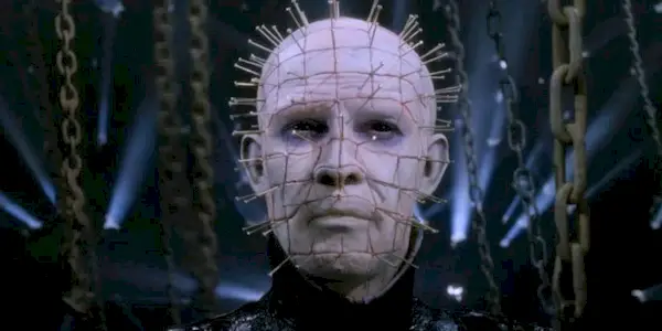 Pinhead (Doug Bradley) is the famous horror icon of the Hellraiser series. 
