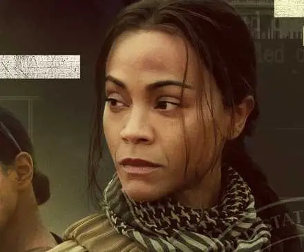 Laysla De Oliveira as Sergeant Cruz Manuelos and Zoe Saldaña as Joe McNamara on the poster for 