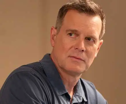 A close up of Peter Krause as Bobby looking to the side in 9-1-1