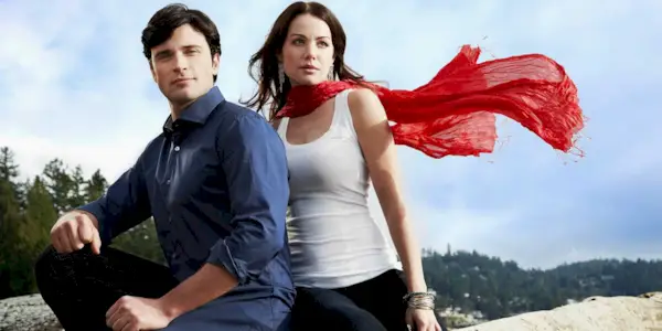 Tom Welling and Erica Durance on a photoshoot for 