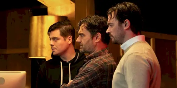 Three of the main characters looking terrified in Hell Motel