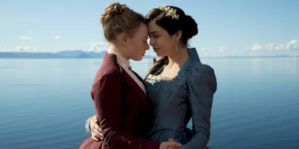 Josie Totah and Mia Threapleton in The Buccaneers Season 2