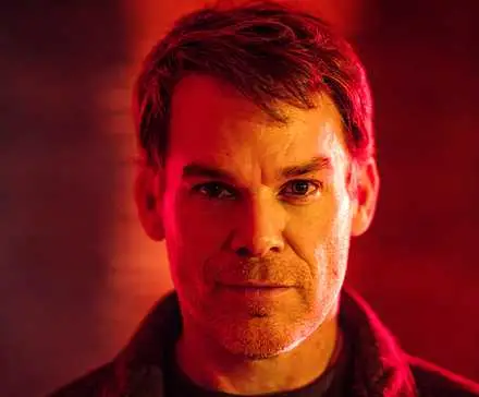 Michael C. Hall stares straight at the camera in a production still for Dexter: Resurrection