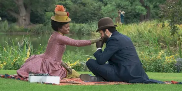 Peggy (Denée Benton) and William Kirkland (Jordan Donica) on a picnic in The Gilded Age Season 3 Episode 7