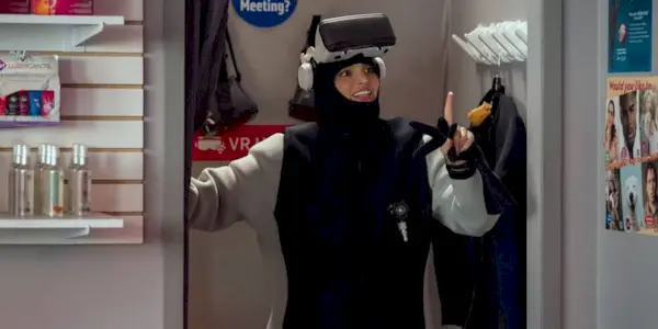 Ingrid (Allegra Edwards) in the hug suit in Upload Season 3