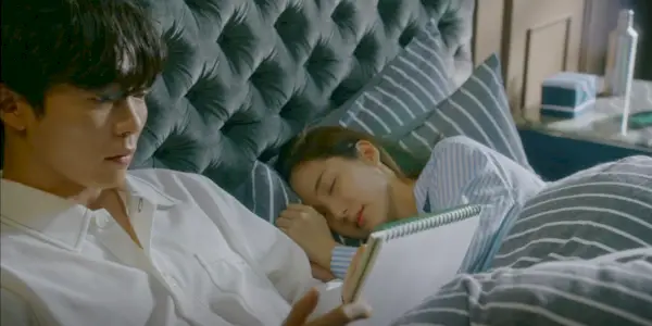 Sung Deok Mi and Ryan Gold from Her Private Life sleeping together