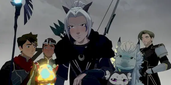 Callum, Ezran, and Rayla in The Dragon Prince Season 5