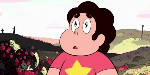 Steven Universe looking up wide eyed.