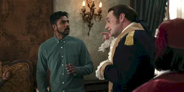 Utkarsh Ambudkar and Brandon Scott Jones in Ghosts Season 4 Episode 9 